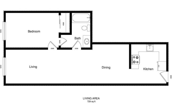 1 bed, 1 bath, 729 sqft, $1,275, Unit 107