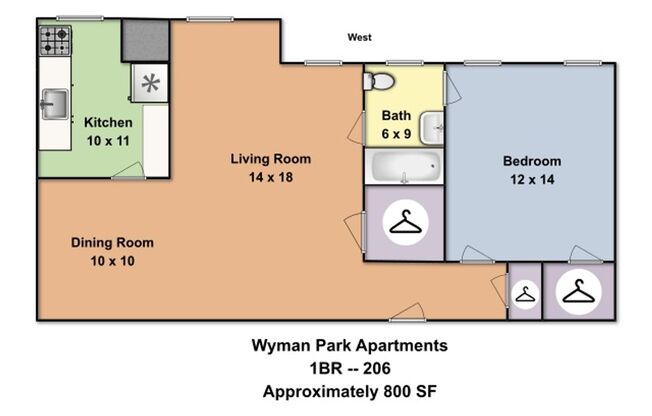 1 bed, 1 bath, 550 sqft, $1,550, Unit 206