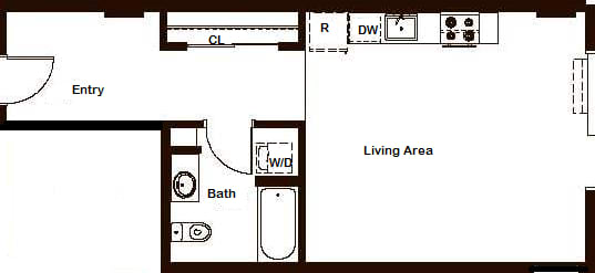 Studio, 1 bath, $2,168