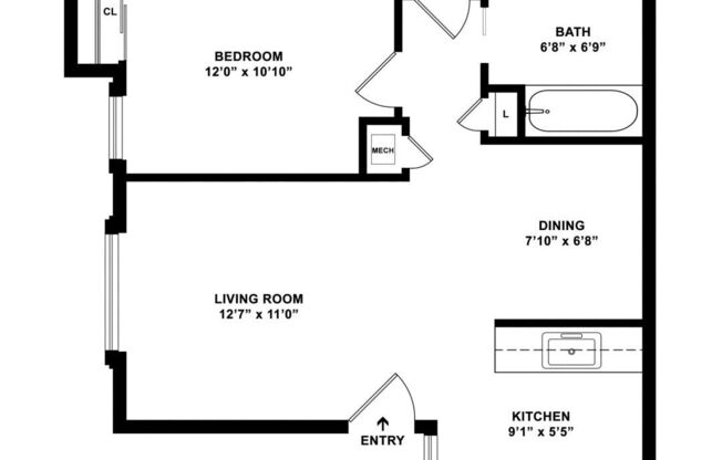 1 bed, 1 bath, 618 sqft, $1,570