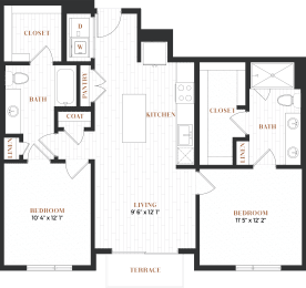 2 beds, 2 baths, 1,032 sqft, $2,285