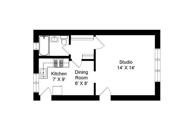 Studio, 1 bath, 475 sqft, $1,675, Unit 619-D1