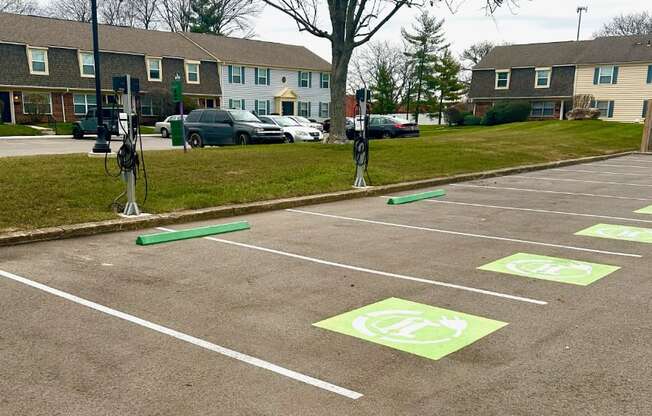 a handicapped parking lot in a residential parking lot