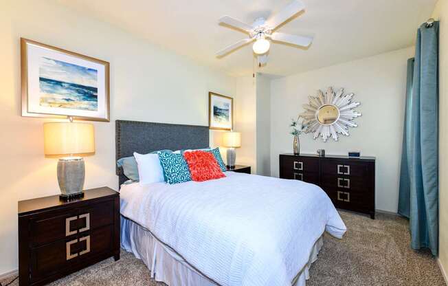 Bedroom With Ceiling Fan at Park at Forest Hill, Memphis
