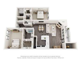 2 beds, 2 baths, 1,133 sqft, $1,419