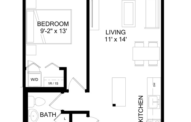 1 bed, 1 bath, 530 sqft, $1,222, Unit 206