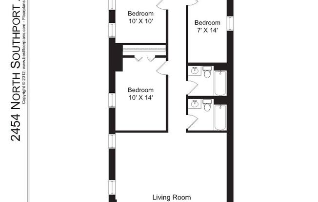 3 beds, 2 baths, 1,580 sqft, $4,400, Unit 2454-1F