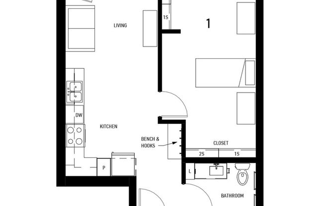 1 bed, 1 bath, 635 sqft, $1,575, Unit 312