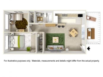 2 beds, 1 bath, 496 sqft, $1,322