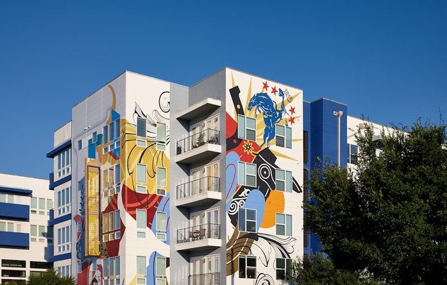 a building with a mural on the side of it