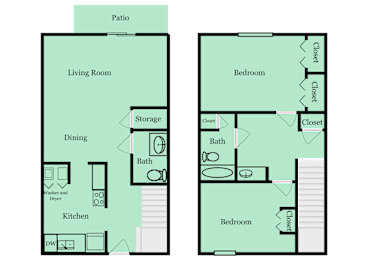 2 beds, 1.5 baths, 1,028 sqft, $1,235