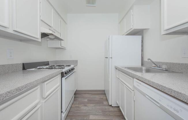 a kitchen with a stove and a sink