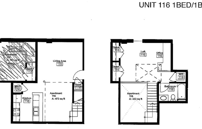 2 beds, 2 baths, 825 sqft, $1,475, Unit APT 116