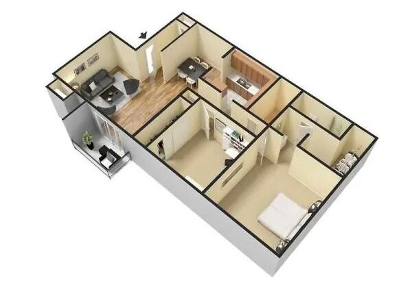 2 beds, 2 baths, 1,020 sqft, $855