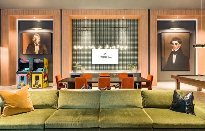 A thoughtfully designed media room featuring layered seating, warm wood paneling, and integrated technology for comfortable group viewing and shared experiences.