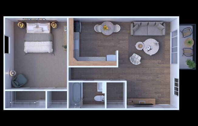 1 bed, 1 bath, 600 sqft, $1,305