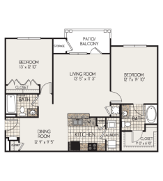 2 beds, 2 baths, 1,174 sqft, $1,390