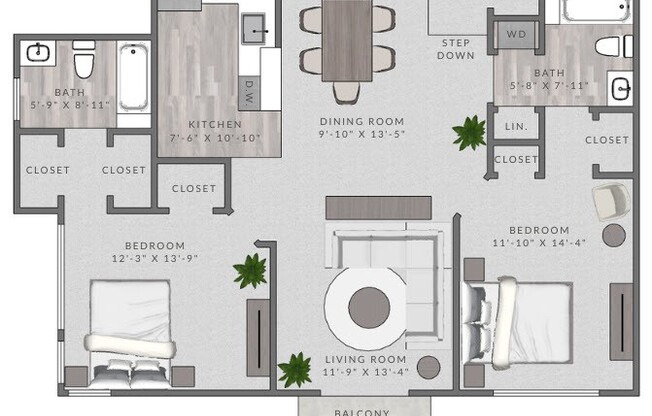 2 beds, 2 baths, 1,081 sqft, $2,530