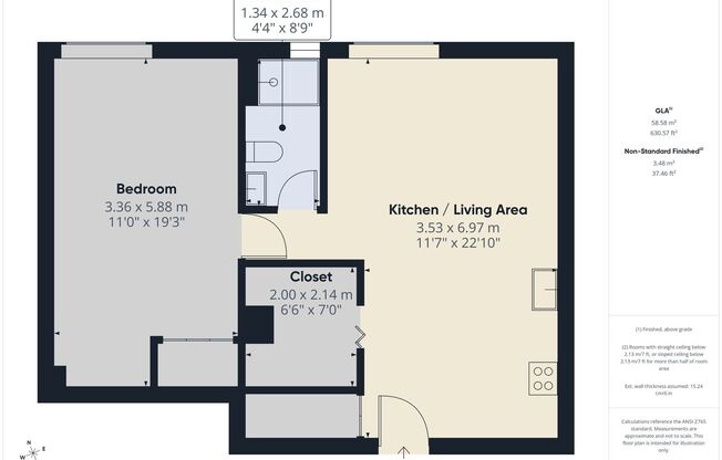 1 bed, 1 bath, 539 sqft, $1,395, Unit 102