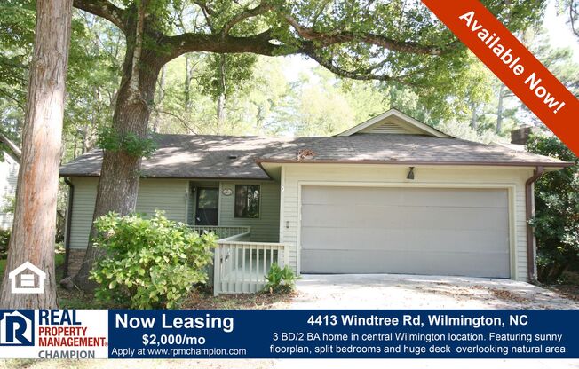 3 BD/2 BA in Central Wilmington with Huge Deck Overlooking Natural Wetlands Area