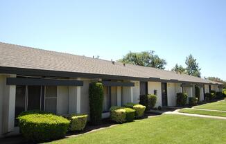 This is the beautiful landscaping at Westwood Apartments