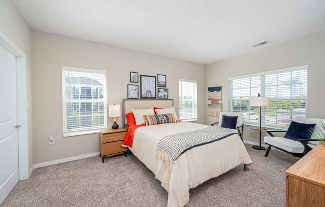 the preserve at ballantyne commons bedroom with large windows