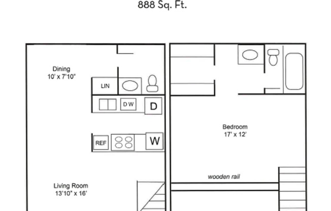 1 bed, 1.5 baths, 891 sqft, $815