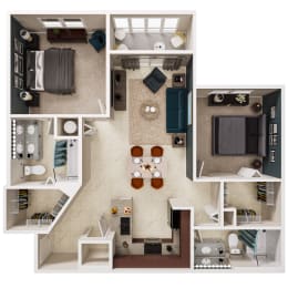 2 beds, 2 baths, 1,118 sqft, $2,372