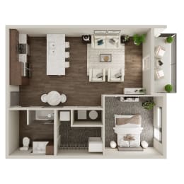 1 bed, 1 bath, 747 sqft, $1,490