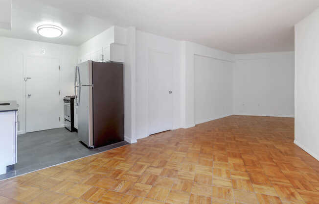 Kitchen and Dining Area with Parquet Flooring