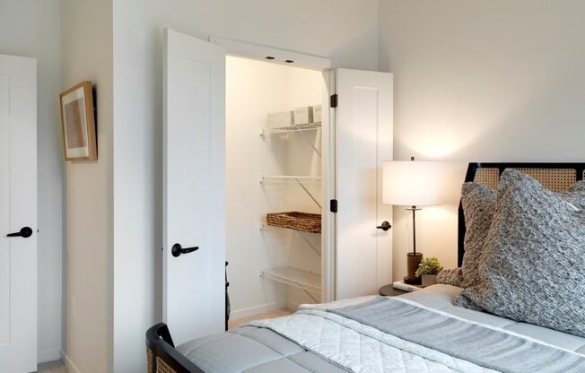 Bedroom with Spacious Closet at The Hill Apartments, Saint Paul, MN