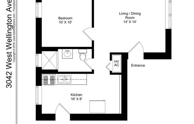 1 bed, 1 bath, 592 sqft, $1,895, Unit 3042-2