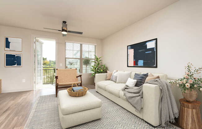 Living Room with Balcony and Hard Surface Flooring