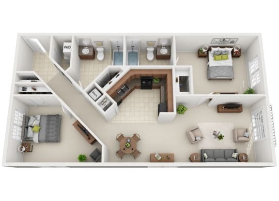 2 beds, 2 baths, 1,237 sqft, $1,919
