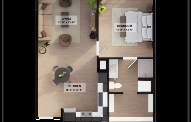 1 bed, 1 bath, 707 sqft, $1,325, Unit 129