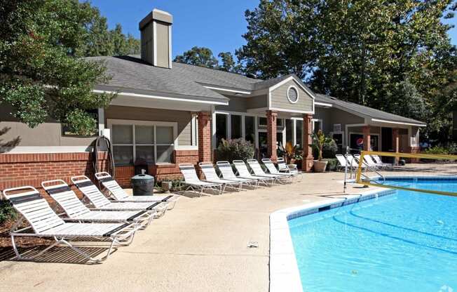 Poolside Sundeck With Relaxing Chairs at Hunters Chase, Greensboro, NC