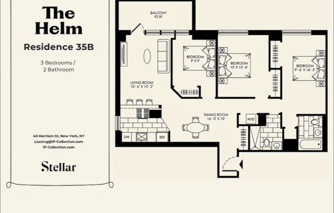 3 beds, 2 baths, $9,395, Unit 35B