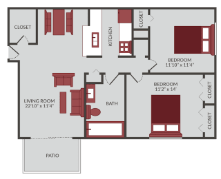 2 beds, 1 bath, 1,000 sqft, $1,044