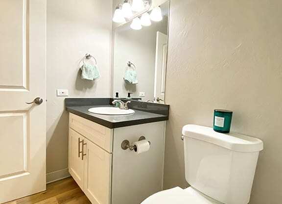 Renovated Bathrooms With Quartz Counters at 1038 on Second, California, 94549