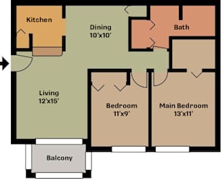 2 beds, 1 bath, 990 sqft, $2,460