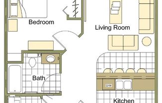 1 bed, 1 bath, 573 sqft, $870, Unit 220