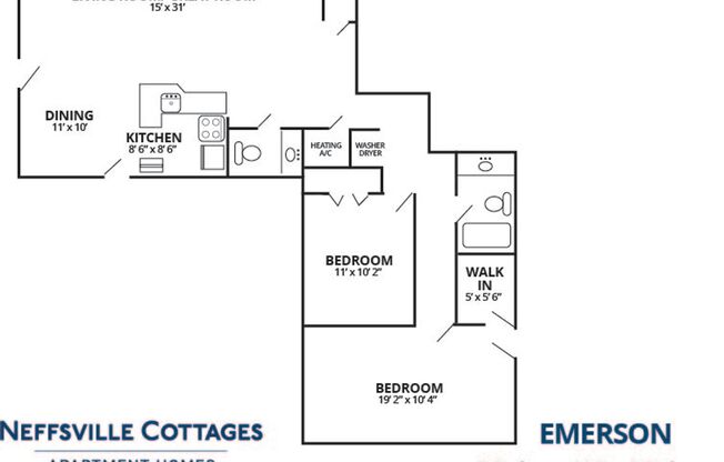 2 beds, 1.5 baths, 1,148 sqft, $1,900, Unit 19B