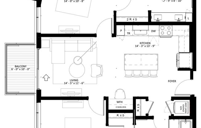 2 beds, 2 baths, 1,123 sqft, $2,730, Unit 329