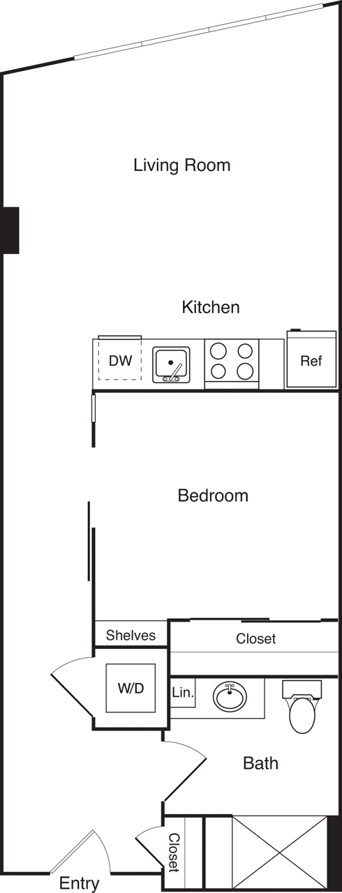 1 bed, 1 bath, 525 sqft, $2,240