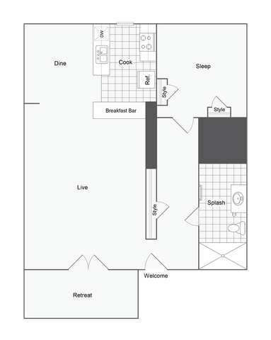 1 bed, 1 bath, 678 sqft, $1,399