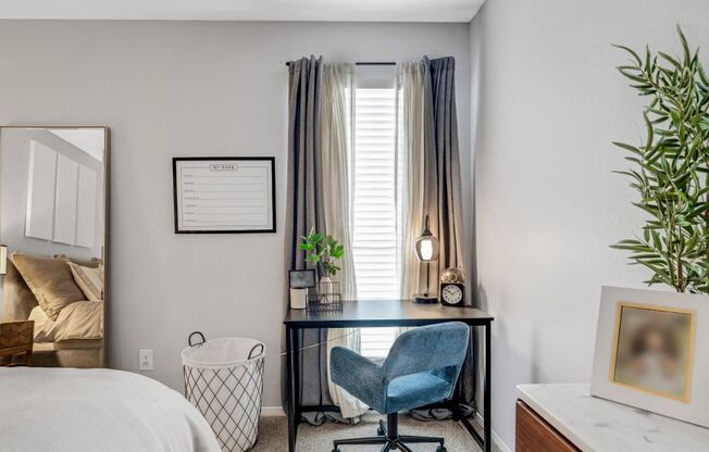 Bedroom With Desk at The Beacon, Huntsville, AL, 35816