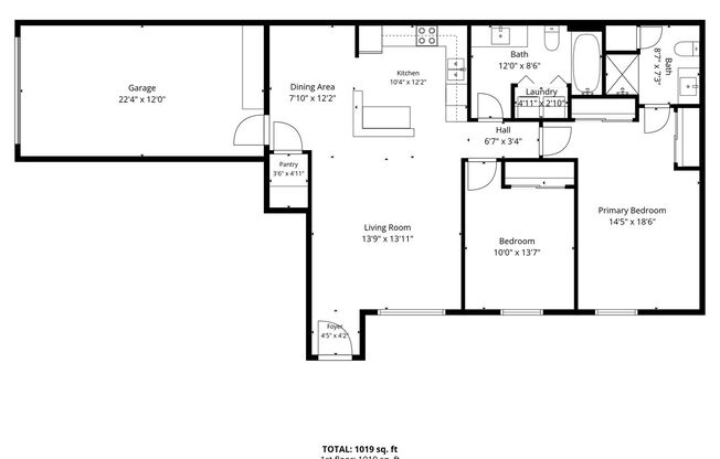 2 beds, 2 baths, 900 sqft, $1,299, Unit I102