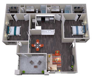 2 beds, 2 baths, 1,068 sqft, $2,255