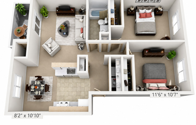 2 beds, 1 bath, 800 sqft, $1,545, Unit 306A