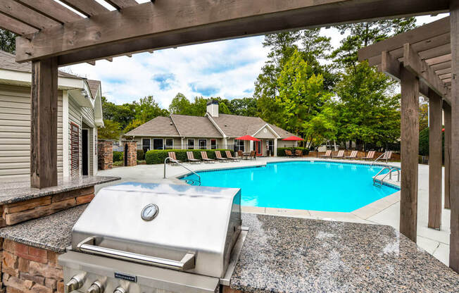 Pool and Grilling Area at Addison on Cobblestone, Fayetteville, GA, 30215